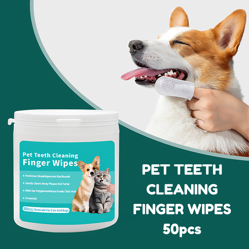 PET Teeth Cleaning Finger Wipes for Dogs & Cats 50pcs